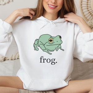 Frog Hoodie, Cute Funny Frog Hooded Sweatshirt, Toad Sweater, Froggy Hoody, Frog Lover Gift, Unisex, Oversized Relaxed Hoodie, Simple Text