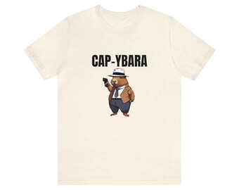Funny Capybara Shirt, Cap-Ybara with Gun, Capybara Lover Gift, Meme Clothing, Unisex, Bust a Cap-ybara, Edgy Counterculture, Humor T-Shirt
