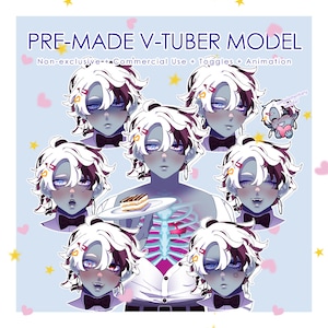 Premade Live2D Vtuber Model for Commercial Use | Non-exclusive | Halfbody| Toggles | Ghost Waiter