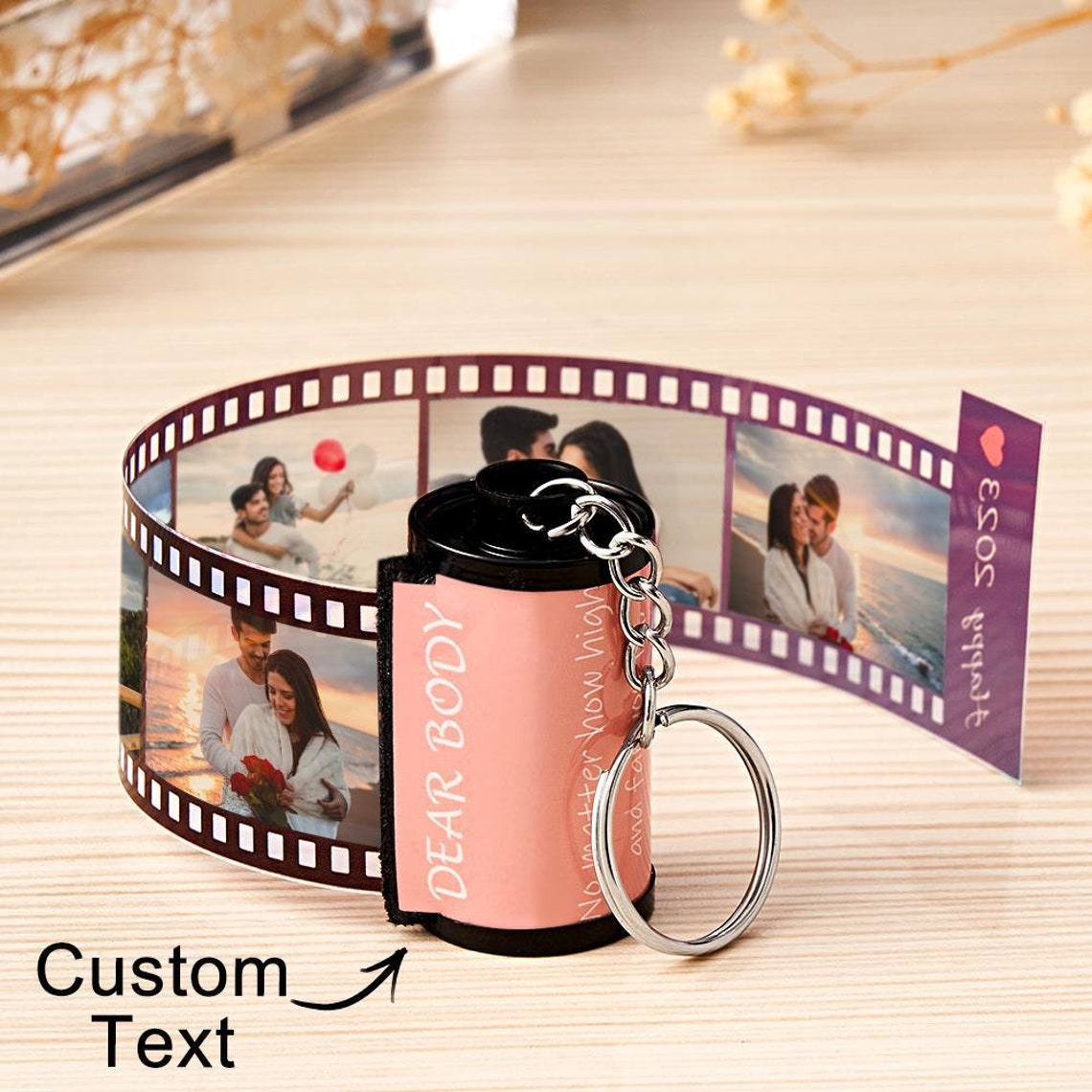 Custom Text Colorful Roll Film Keychain Camera Keychain Meaningful ...