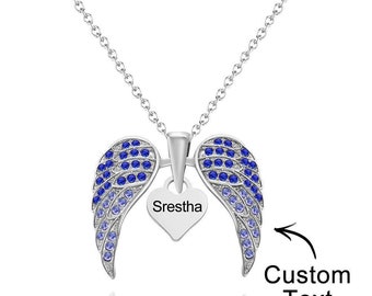 Custom Engraved Necklace Wing Heart-Shaped Wings Pendant Necklaces