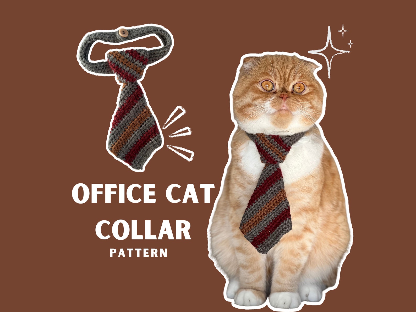 CROCHET PATTERN Cat Collar Crochet Pattern Digital PDF, Tie Collar