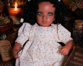 Haunted Doll Lucy Hoodoo Rootworker | Ancestral Practitioner Spirit | Protective Watchful Energy | Conjure Companion | SpiritWonders