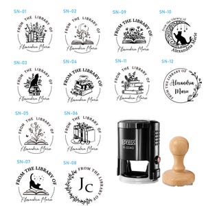 TAMPON LIVRE personnalisé · Embosseuse pour livres · Tampon auto-encreur · Tampon personnalisé · Embosseuse pour bibliothèque · Cadeau pour amoureux des livres · Cadeau d'anniversaire | Cadeau de Pâques