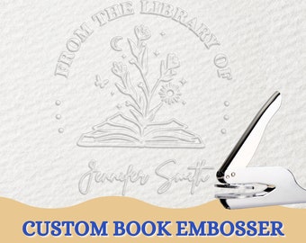Embosseuse de livres · Embosseuse de bibliothèque · Tampon de livre · Embosseuse personnalisée · Cadeau pour amoureux des livres · Cadeau d'anniversaire · Personnalisé