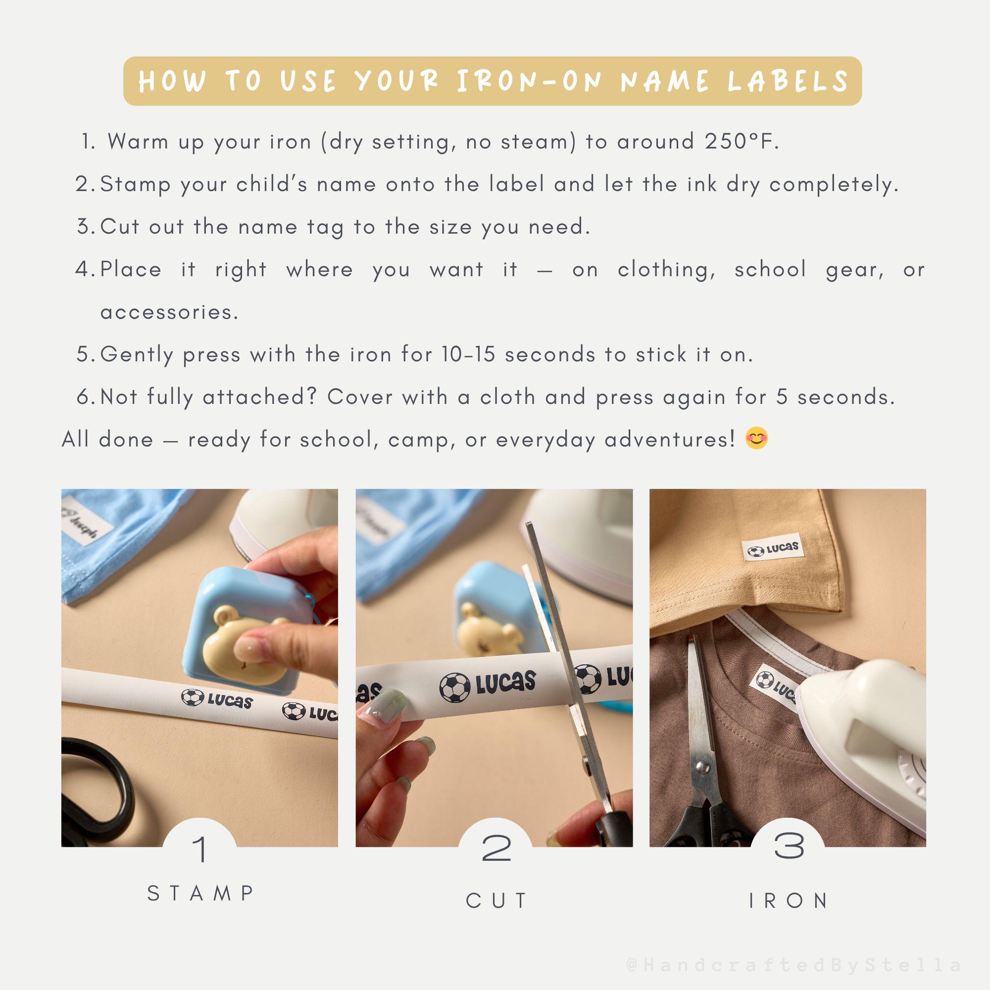 Custom Kid Name Stamp | Personalized Name Stamp for Kids Clothes | Kids T-shirt Stamp | Preschool Name Stamp | FABRIC STAMP