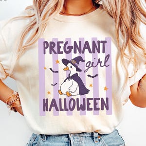 Comfort Colors Pregnant Halloween Shirt, Maternity Halloween Tee, Witch Goose Pregnancy Announcement, Halloween Mom To Be Gift For Women