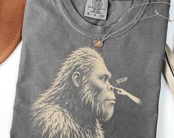 Comfort Colors Bigfoot Boop Shirt, Funny Sasquatch T-Shirt, Cryptid Lover Gift, Boop Graphic Shirt, Bigfoot Nature Lover Shirt For Him Her