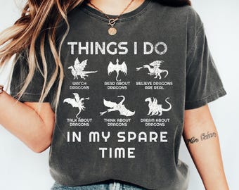 Comfort Colors Dragon Lover Shirt, Fantasy Reader Tee, Mythical Creature Gift, Bookish Dragon Shirt, Fantasy Movie Fan Tee For Women
