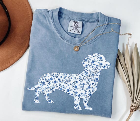 Comfort Colors Dachshund Shirt, Dachshund Dog Mom Gift, Cute Cottagecore Floral Dachshund Tee, Boho Dog Silhouette Shirt, Cute Dachshund Tee