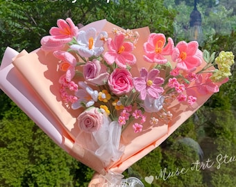Handmade Crochet Flower Bouquet, Knitted Forever Flowers, Handcrafted Floral Arrangement,Gift for Her,Home Decor,Birthday,Graduation Gift