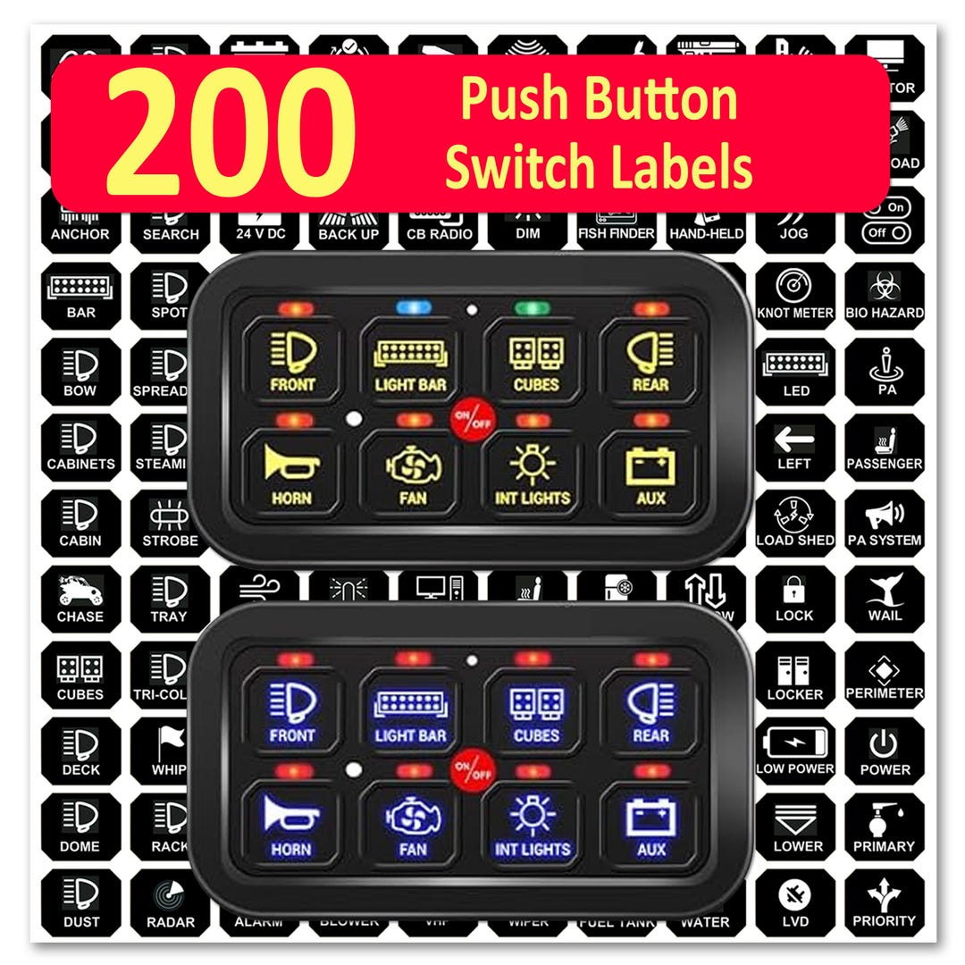 200 Pcs AC DC 6/8/12 Gang Switch Control Panel Stickers Labels Vinyl ...