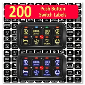 200 Pcs AC DC 6/8/12 Gang Switch Control Panel Stickers Labels Vinyl Marine Boat Car Truck RV Atv Ba Ga Bb Bc60 Ar820 Rc Ra 80 X2 Horizontal