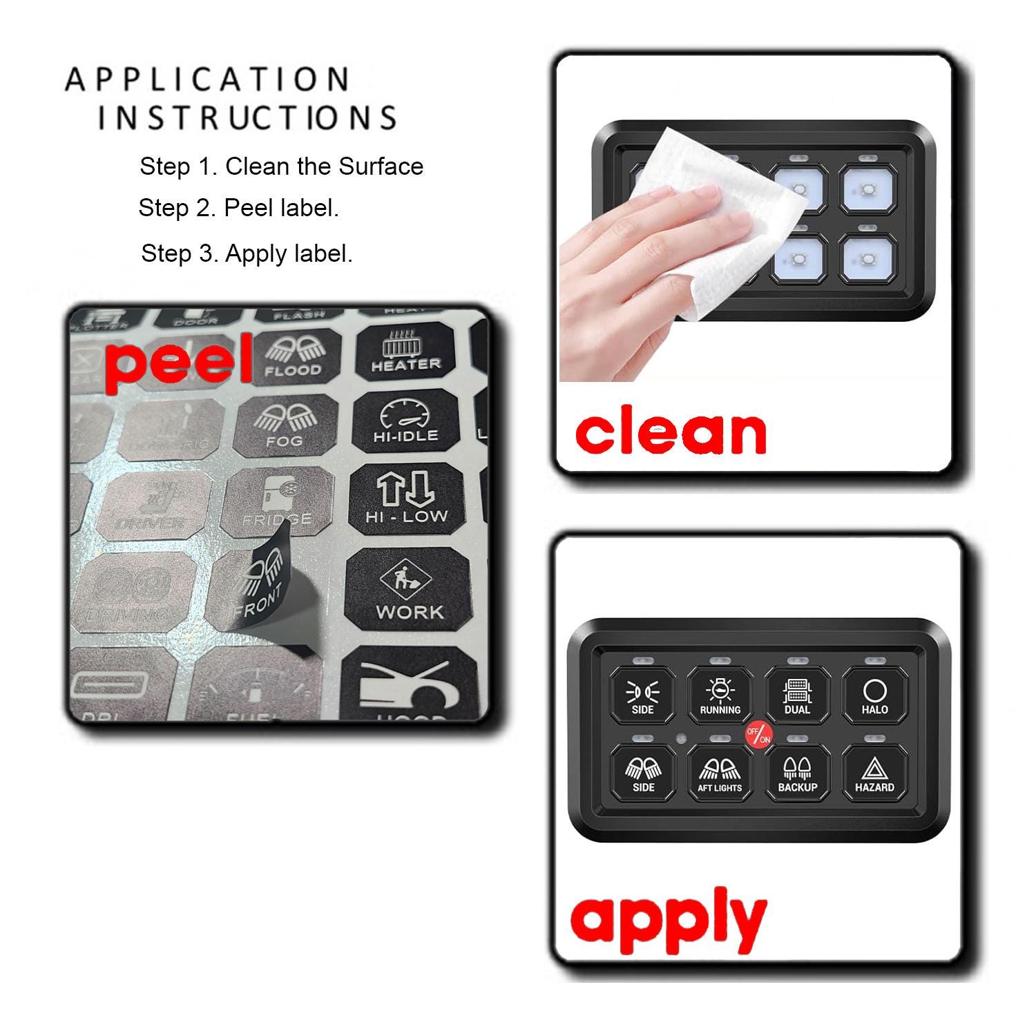 Modulating Control Sticker 200 Pcs AC DC 6/8/12 Gang Switch Control Panel Stickers Labels Vinyl ...
