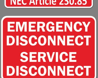 LV 25-Pack 5" x 3.5" Emergency Disconnect NEC 2025 Article 230.85 Compliant Labels Emergency Danger Sign Notice Sticker Heavy Duty Vinyl