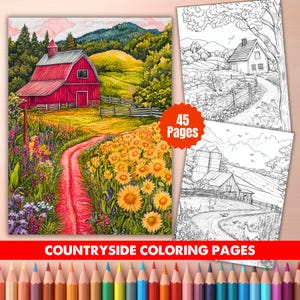 45 Countryside Coloring Pages – Peaceful Rural Landscape Printables for Adults & Kids
