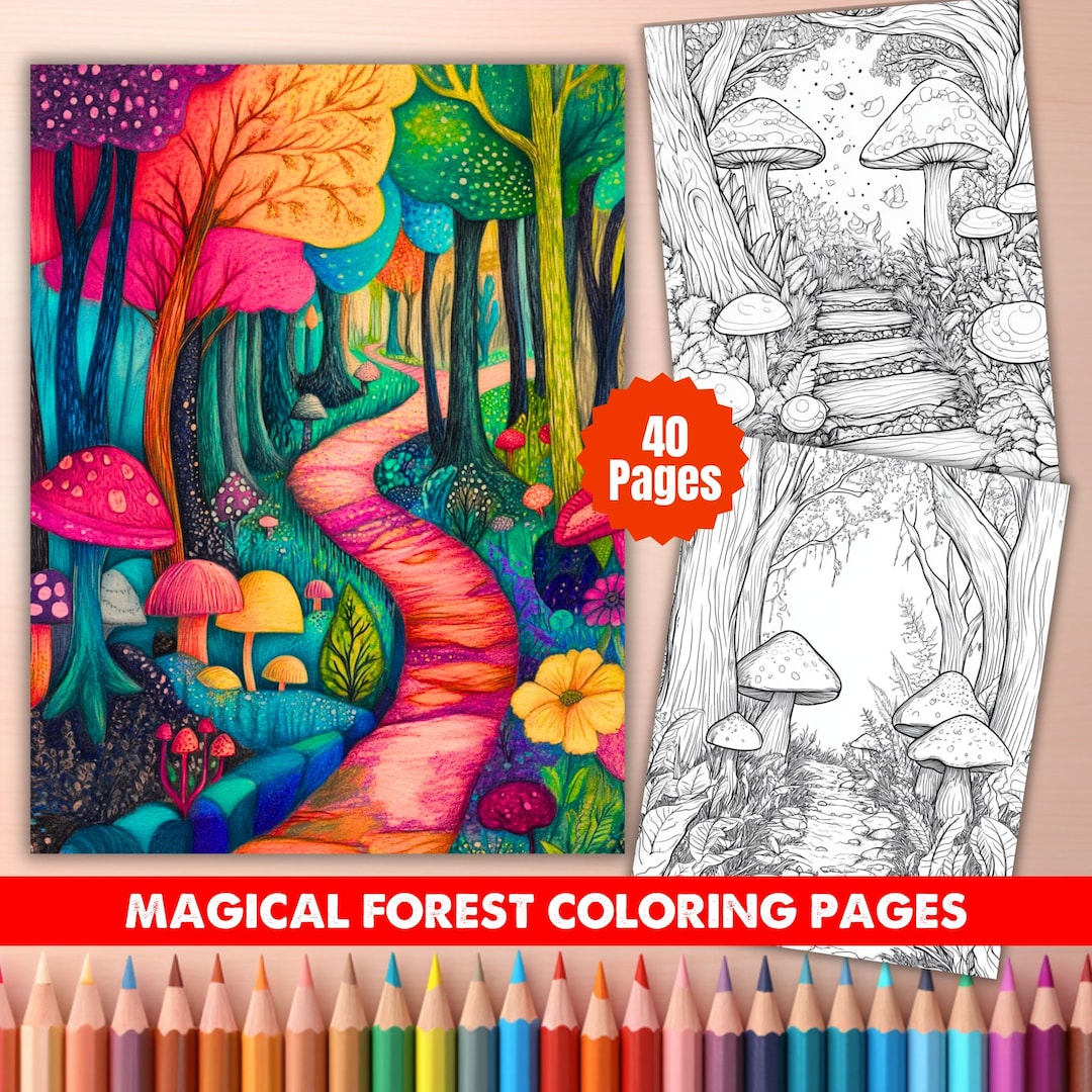 40 Magical Forest Coloring Pages – Enchanted Woodland Printable Art for ...
