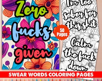 Funny Swear Word Coloring Book: Floral Adult Stress Relief (PDF Downloadable Files)