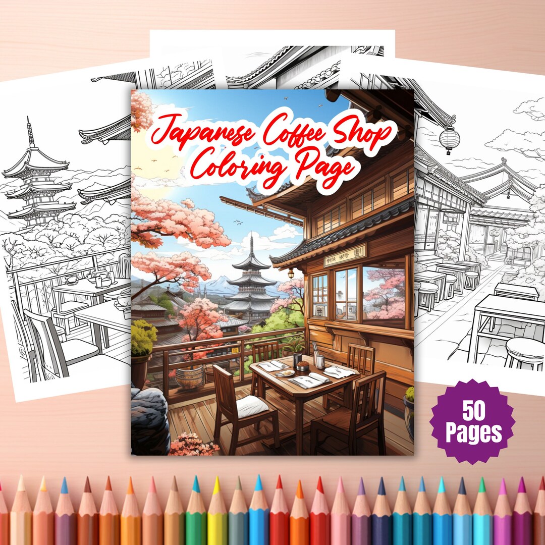 Japanese Coffee Shop Coloring, Cafe Coloring, Buildings Coloring ...