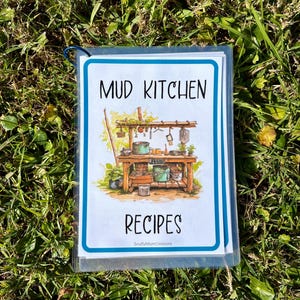 Cartes de recettes de cuisine plastifiées en boue - Améliorez l'apprentissage en plein air et les jeux dans la nature