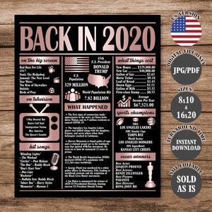 2020 Rose Gold Anniversary Poster: 5th Birthday Reunion Sign (Digital Download)