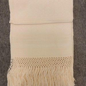 Klassischer Handgewebter Rebozo / Schal off white - Oaxaca