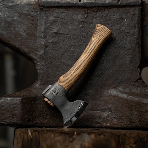 Micro Axe for Carving, Carpenter Axe, Bushcraft Axe, Father/Husband Gift, Hand Forged Axe, Custom Axe, Wood Carving Tool with Leather Case