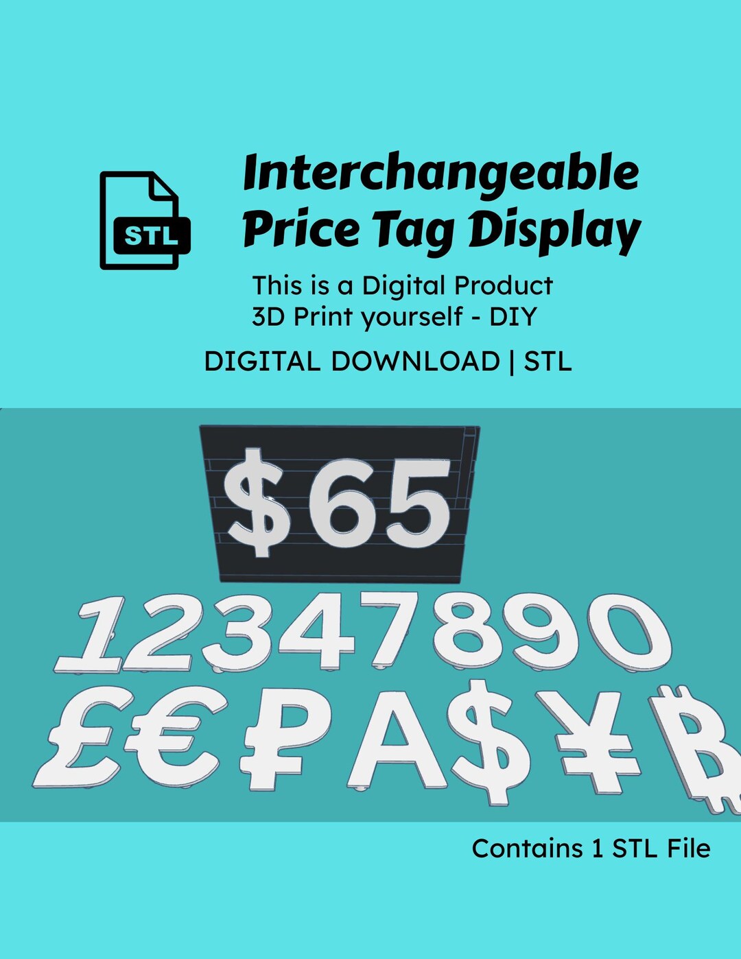 Display Tag Sample Interchangeable Price Tag Display STL File | 3D Printable Market Price ...