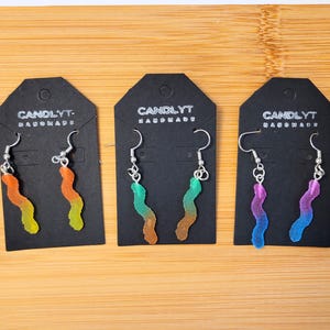 Gummy Worm Earrings – Colorful Handmade Resin Candy Jewelry