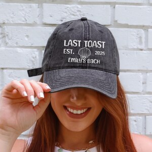 Custom Embroidered Bachelorette Party Hat, Last Toast on the Coast Bachelorette Hat, Beach Bachelorette Party, Bridal Shower Gifts For Bride