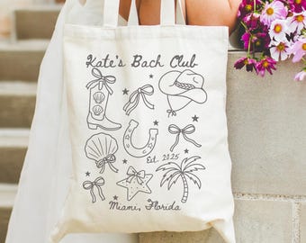 Coastal Cowgirl Tote Bag, Personalized Cowgirl Bach Gifts, Last Rodeo Tote, Bridesmaid Proposal Bags, Bachelorette Party Favors Beach Bags
