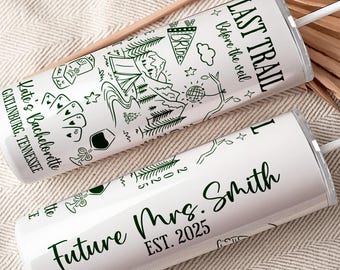 Custom Camp Bachelorette Tumbler Cup, Personalized Bridesmaid Tumblers With Straw, Future Mrs Tumbler, Bachelorette Party Tumbler Girls Trip