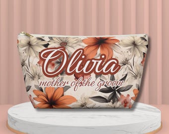 Personalized Bachelorette Flower Makeup Bag, Sunflower Makeup Bag, Cute Makeup Bag, Flower Makeup Pouch, Toiletry Bag Women Bridal Shower