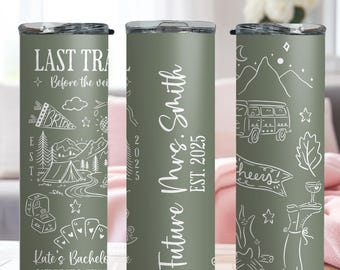 Personalized Camp Bachelorette Tumbler Cup, Custom Camping Theme Bachelorette Party, Custom Tumblers for Bachelorette Party Favor Bridesmaid