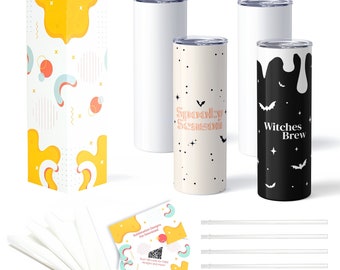 Sublimation Tumblers 20 Oz Skinny Tumbler, Straight Skinny tumblers for sublimation, 4 Pack Stainless Steel Sublimation Blank Tumblers\