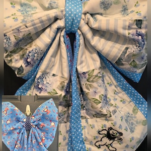 Oso bailarín gigante / Patchwork / Acolchado / Reversible / Lazo / Colgador de puerta / Oso bailarín bordado