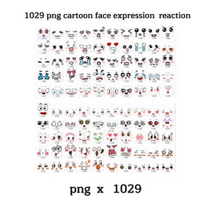 1029cartoon expresión de la cara reacción emoji conjunto de colección png, lindo y encantador ojos kawaii bocas expresiones de la cara conjunto de iconos planos clipart png