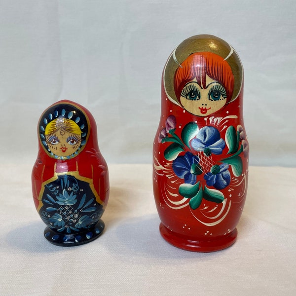 Vintage Traditional Nesting Dolls.  Larger Doll Set Still Available.  Each Set Has 4 Dolls. Made in Russia.