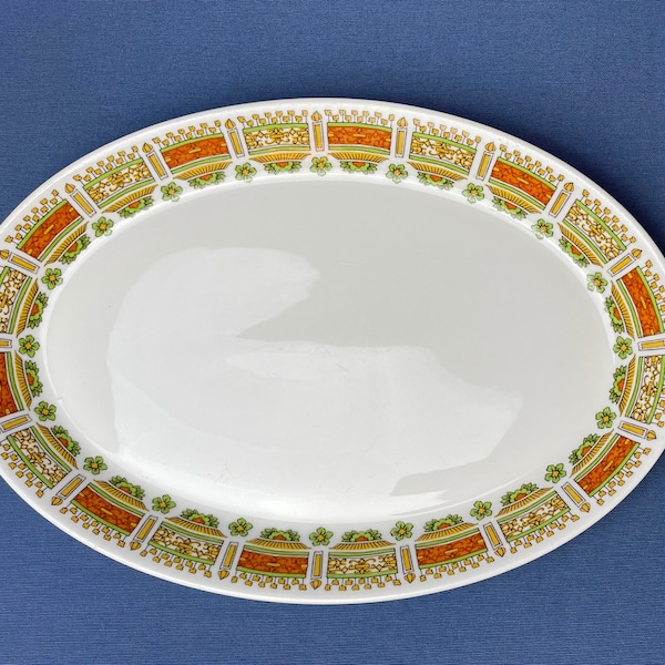 Carefree XL Casual China by Syracuse 12 1/2" Oval Platter / Serving Dish.  Seville Pattern.  Vintage 1967-1970.