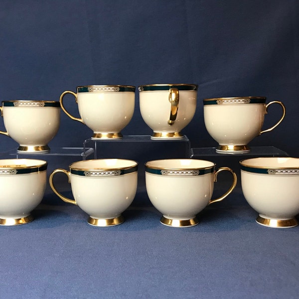 Union by Lenox.  Part of the Presidential Collection. Fine Bone China. Vintage 1989 - 1999. Excellent Condition. Teal Border with Gold Trim.