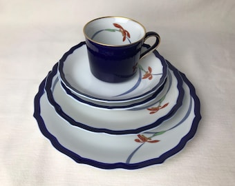 ​【Unused】 Koransha Bowl & Plates (5pcs) Koransha Plates Set 5 Pcs.vintage Orchid Lace Plate Porcelain