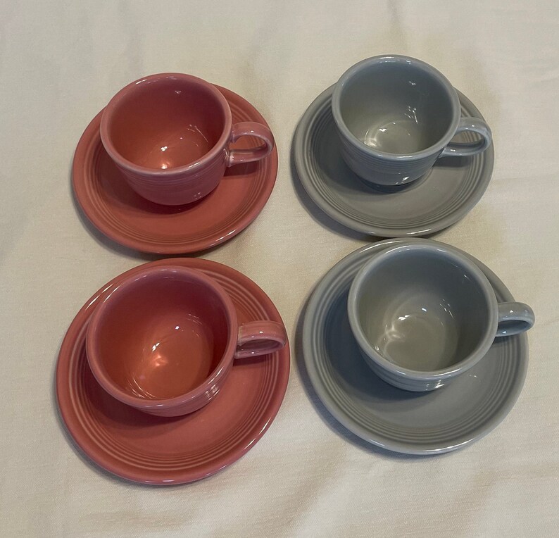 Fiesta Lead Free Teacup and Saucer Sets by Homer Laughlin China Co. 1998 1999. Marked MMC, NNA