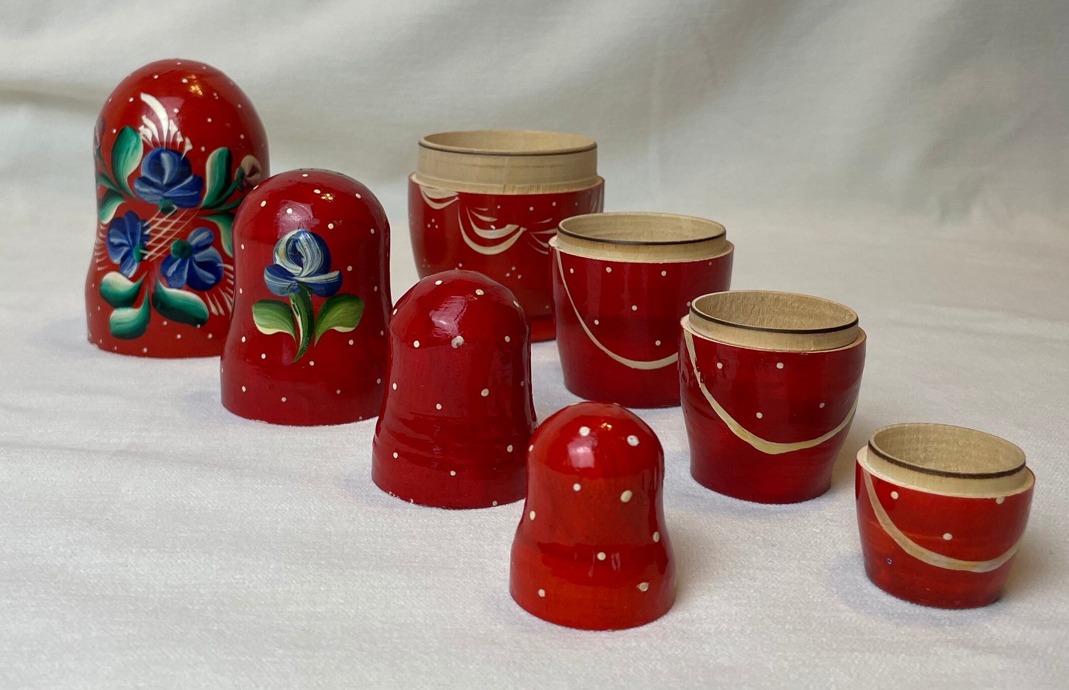 Vintage Traditional Nesting Dolls. Larger Doll Set Still Available. Each Set Has 4 Dolls. Made