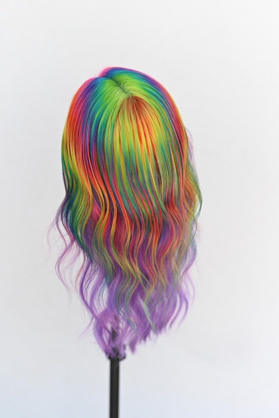 Rainbow Prism Custom Colored Lace Front 22” Human/Synthetic Blend Wig