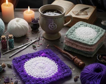 Easy Celestial Full Moon Crochet Granny Square Beginner-Friendly Pattern