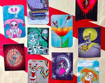 Zirkus Clown Art Stickers: Surreal Gothic Karneval Vinyl Aufkleber