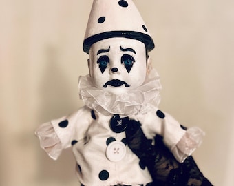 不気味なピエロのアートドール、OOAKハンドメイドサーカスソフト