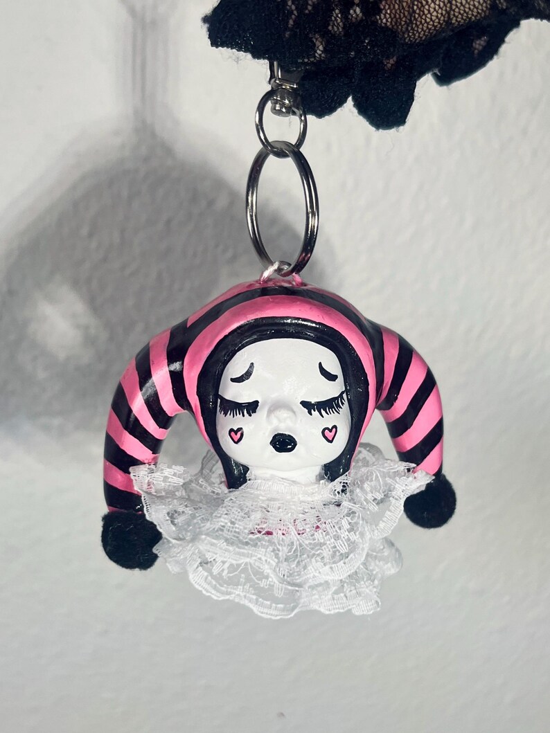 Jester Key Chain Handmade Gothic Jester Keychain – Valentine Clown Charm, Epoxy Sculpt ...