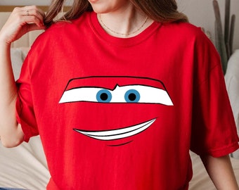 Retro Lightning Big Face McQueen Shirt, Disney Cars Shirt, Disney Family Vacation Shirt, Piston Cup shirt, Comfort Colors®  Cars Tee