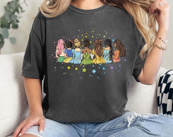Retro Disney Princess Shirt, Comfort Colors® Watercolor Princess Shirt, Disney Friends Princess Tee, Disney Princess Gift, Disney Trip